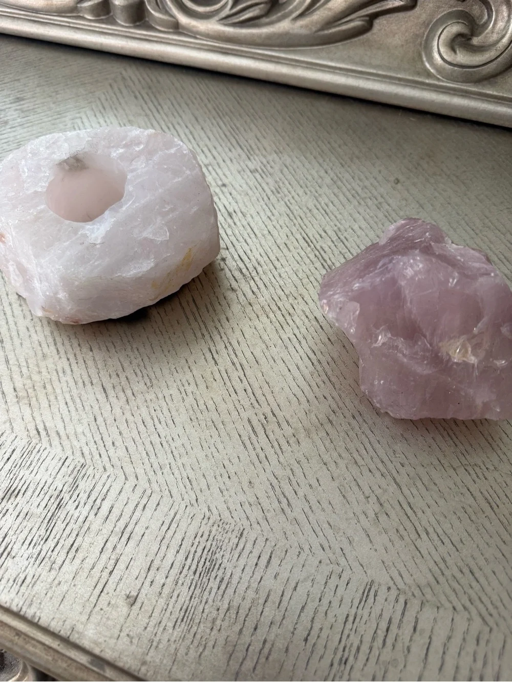 Hand-Cut Rose Quartz Decorative Set - Blush Pink Accent